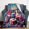 1pc Music Instruments Lightweight Flannel Blanket, Comfortable and Warm Blanket, for Office and Camping Sofa Bed, Livingroom133