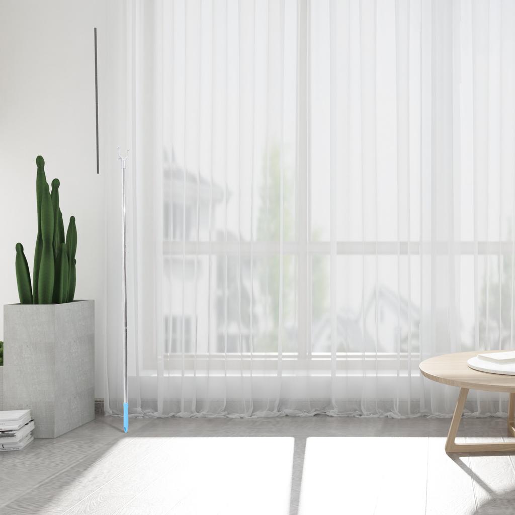 Clothing Reach Pole Heavy Duty Aluminum Stainless Steel Clothes Drying Rod Space Saving Indoor Balcony Wardrobe Hook Pole
