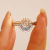 Ftcy Verstellbarer Funkelnder Mond Sonne Stern Ring Für Damen Paar Eleganter Fingerring Hochzeit Party Schmuck Geschenke Zubehör