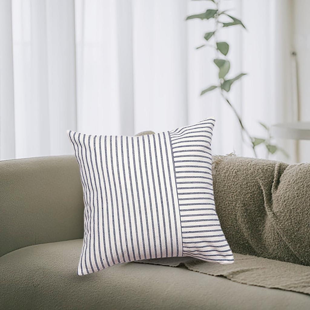 Solid Luxury Corduroy Striped Square Cushion Covers Soft Splicing Throw Pillow Covers for Couch Bed Chair Cushion Pillowcase