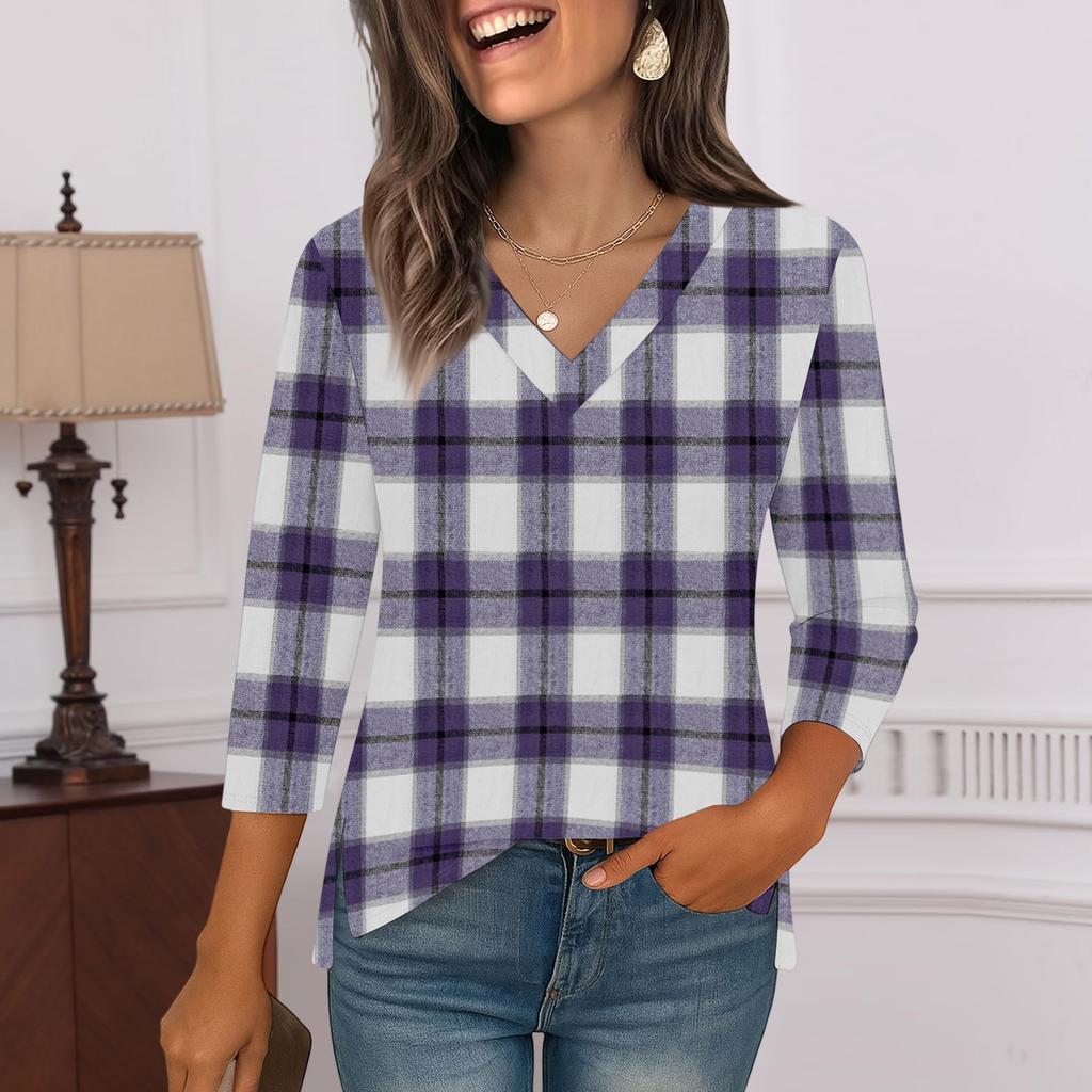 3/4 Ermskjorter For Kvinner Trykk Grafiske T-skjorter Bluser Casual Pluss Størrelse Basis Topper Pullover