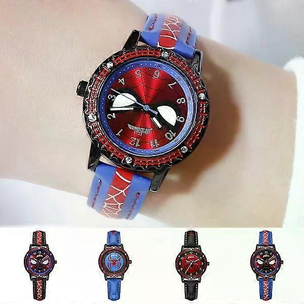 Spiderman Luminous Watch Waterproof Analog Watch Kids Birthday Gift Blue To Red Band
