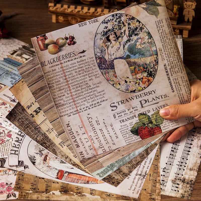 Large Retro Double-Sided Adhesive Journal Base and Decorative Background Paper Stickers