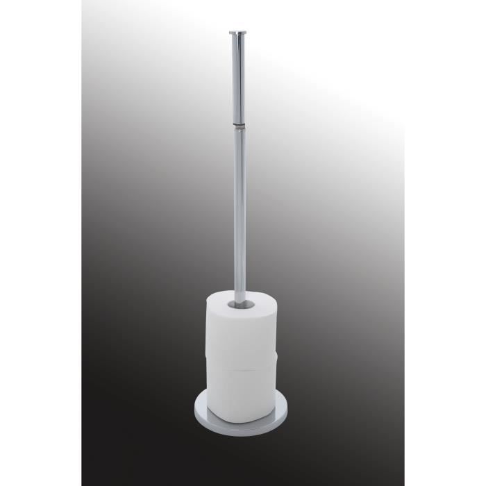 WENKO Support Papier Toilette 2en1, Porte Papier Toilette et Dérouleur Papier Toilette, Acier, 21x55x17 cm, Brillant