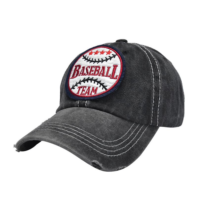 JYL TS DIY  Vintage Washed Cap Basketball Embroidery Outdoor Cotton Hat