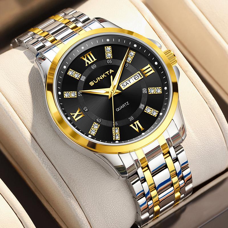 SUNKTA Lässige Sportuhr Damen Elegante Mode Damen Armbanduhr Wasserdicht Leuchtend Diamant Quarz Armbanduhr Für Damen