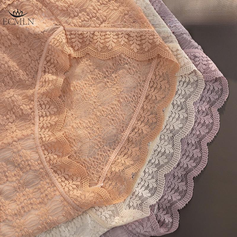 Women's Sexy Lace Underwear Panties Women Mid Waist Summer Seamless Briefs Underwear Underpants Breathable Cotton Crotch Underwear Lingerie
