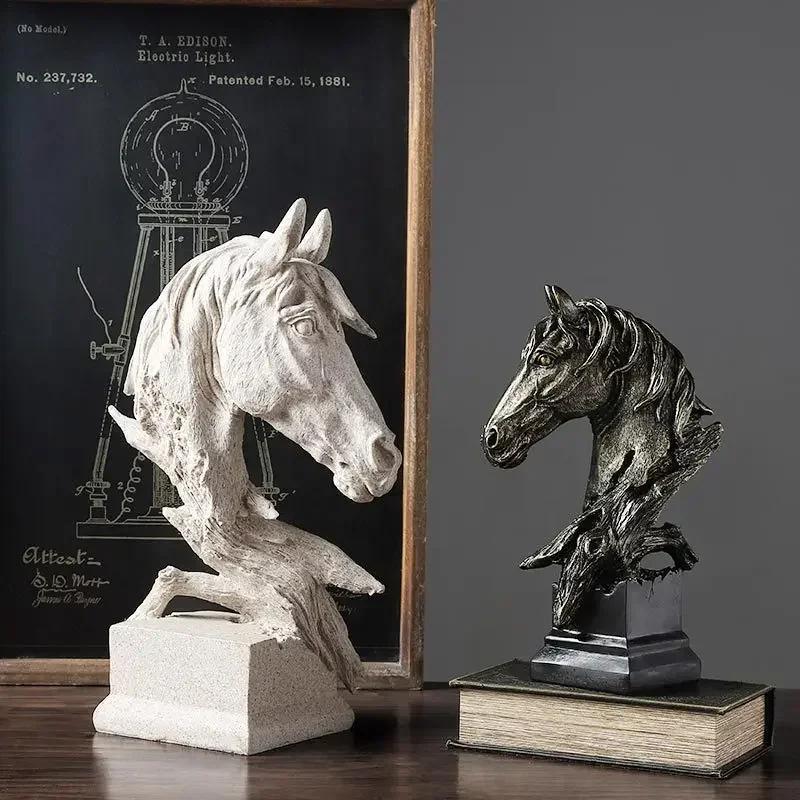Office Ornaments Home Decoration Living Room Rack Nordic Style Retro Horse Head Ornaments Resin Crafts Decoration