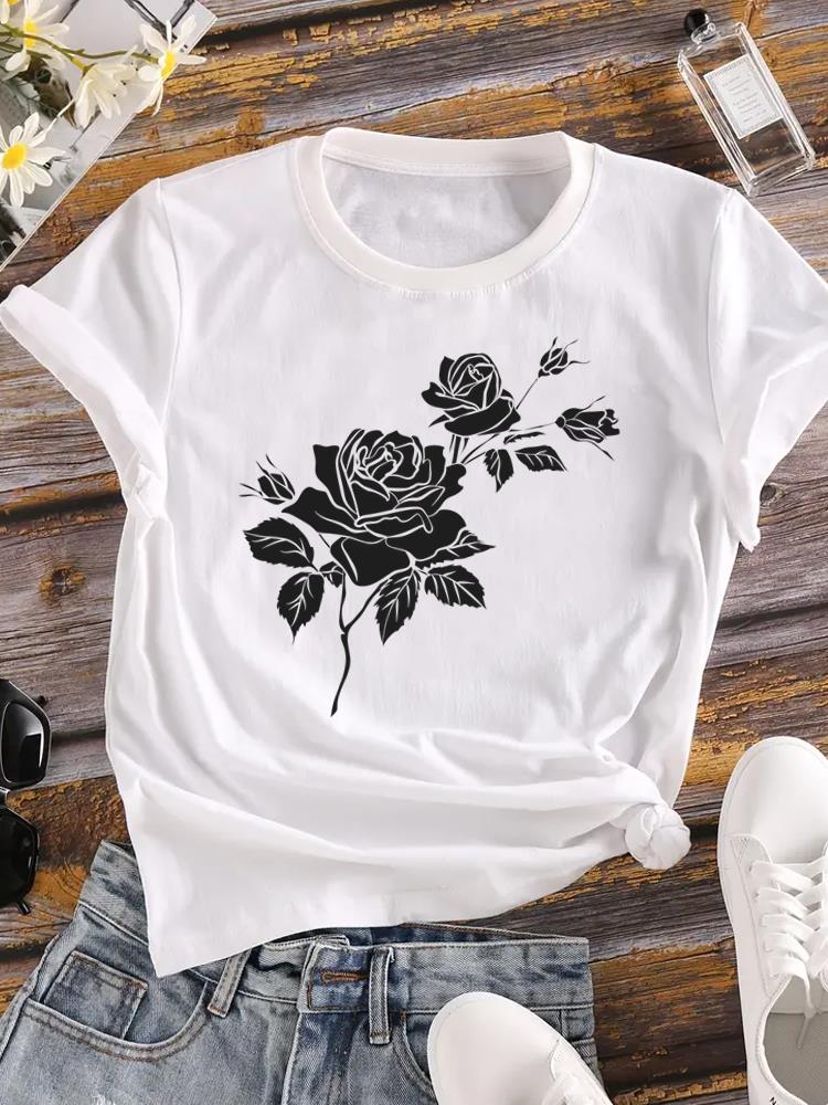 (Asian Size) cute style 90s Female Top Fashion Graphic Short Sleeve T-shirts Casual T Shirt  Lady Printed Clothing Women Tee