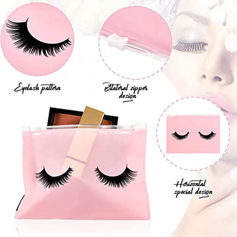 50 Stück/Set Wimpern-Nachpflegebeutel Wiederverwendbare Plastik-Make-up-Taschen Toiletten-Reiseaufbewahrungstasche Eva-Make-up-Beutel Kosmetik mit Reißverschluss