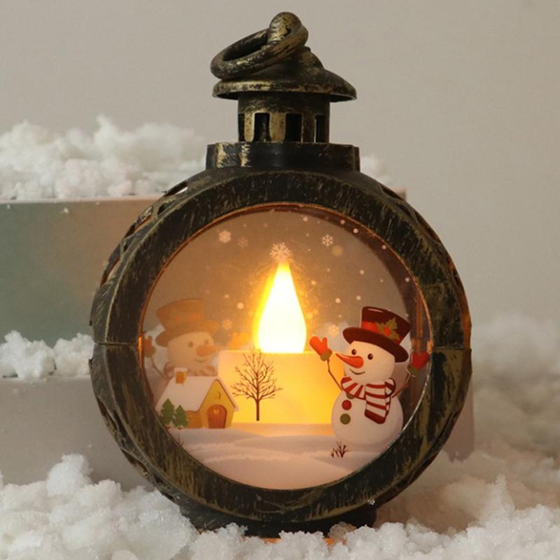 LED Christmas Candles Vintage Candle Lanterns with Led Light Decorative Tabletop Ornament for Indoor Outdoor Decor Party Gift
