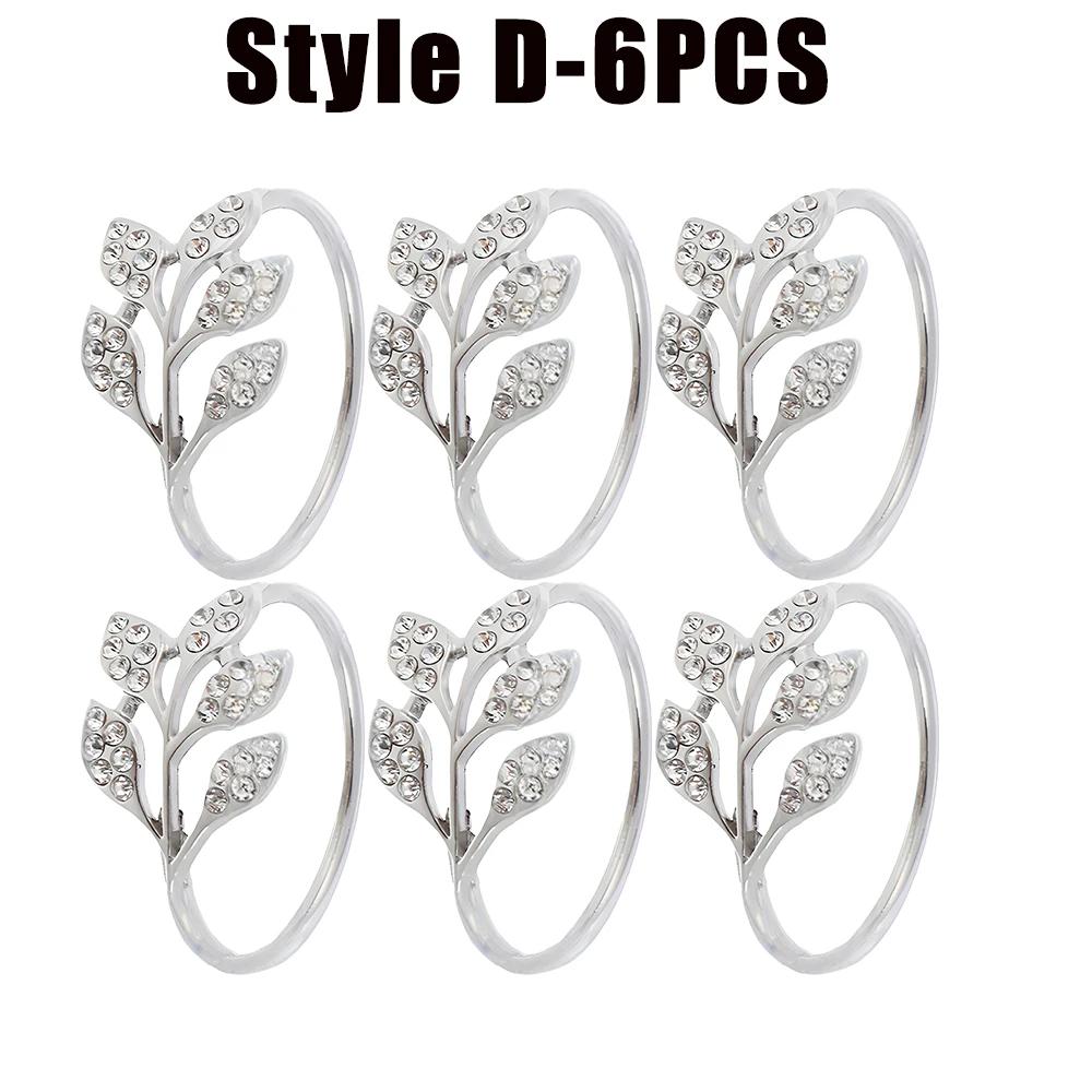 6-48PC High-End Metal Napkin Rings Diamond Pattern Leaf Motif Decorative Clips for Wedding Banquet Hotel Table Settings