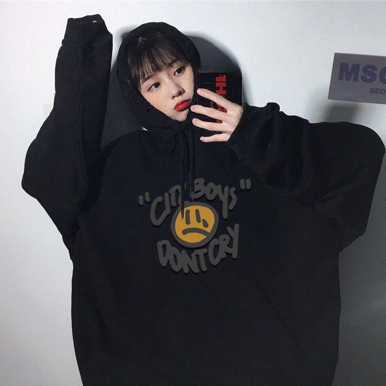 

Корейский модный серый флисовый утепленный мешковатый пуловер с карманом и буквенным принтом, толстовка для ленивого повседневного рукава реглан, осенняя толстовка XL чёрный