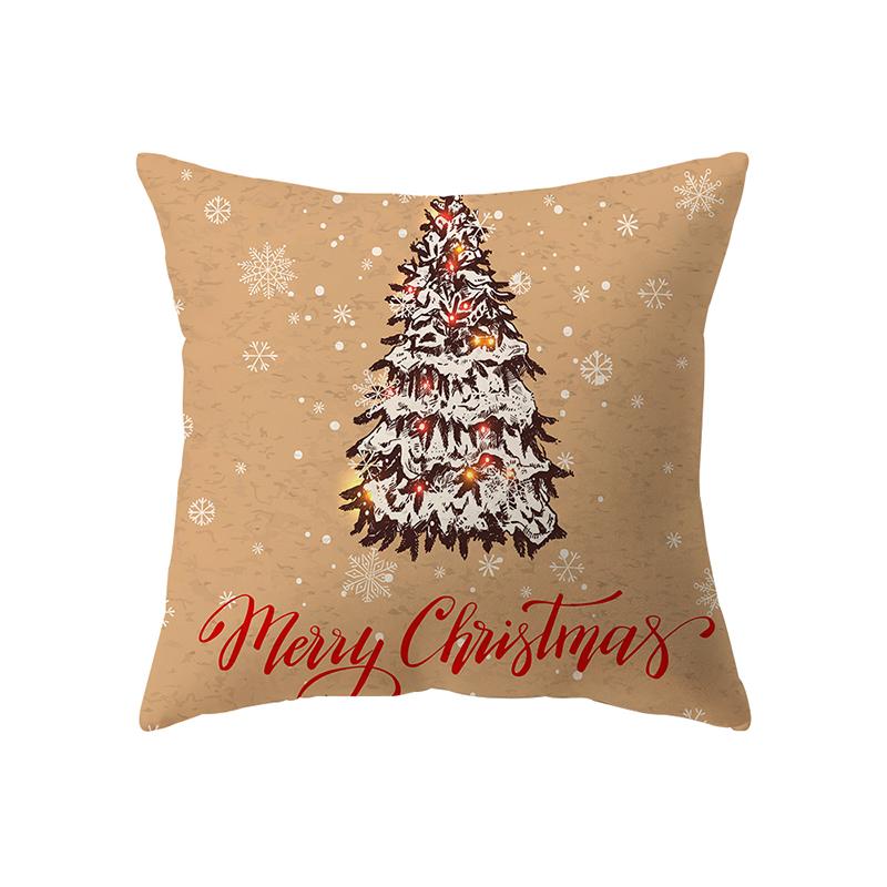 Merry Christmas Tree Decoration Printed Pattern Cushion Cover Home Living Room Sofa Decoration Polyester Pillow Pillow Cover