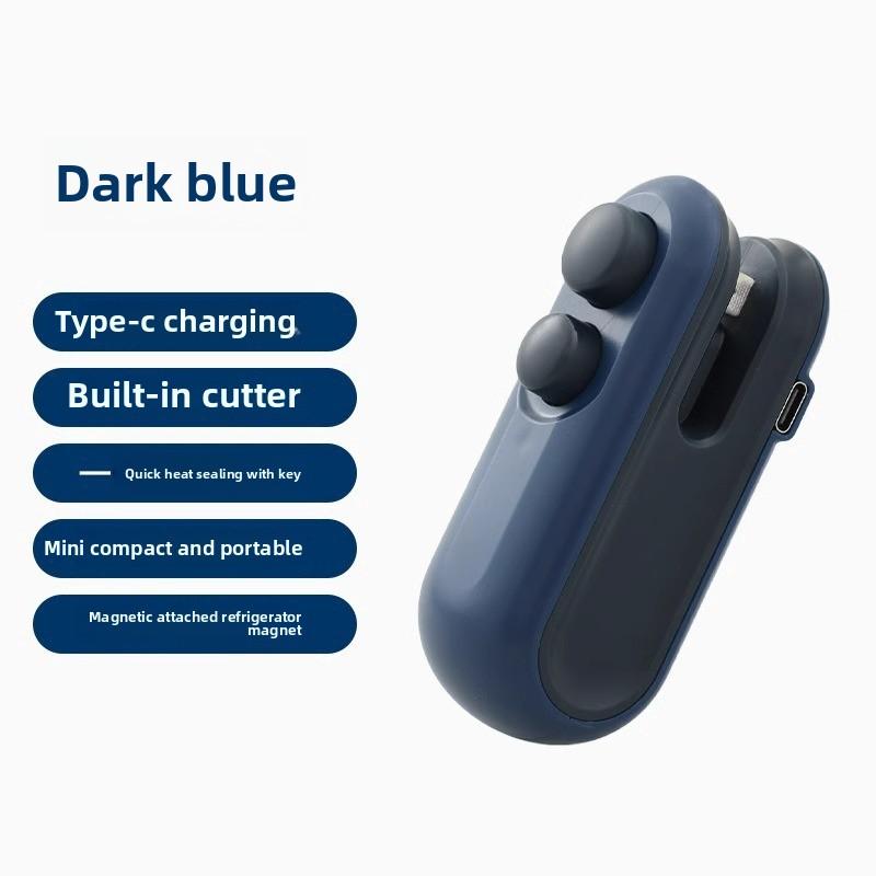

Мини-портативный запайщик пакетов, термозапайщик для хранения продуктов, открывалка и запайщик пакетов 2 в 1 темно-синий
