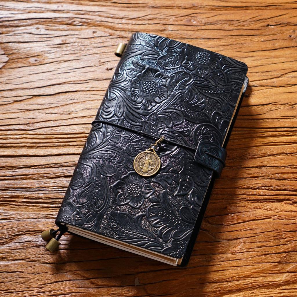 2026 Retro Carved Cowhide Travel Notepad Handmade Notebook Stationery Handbook Creative Diary