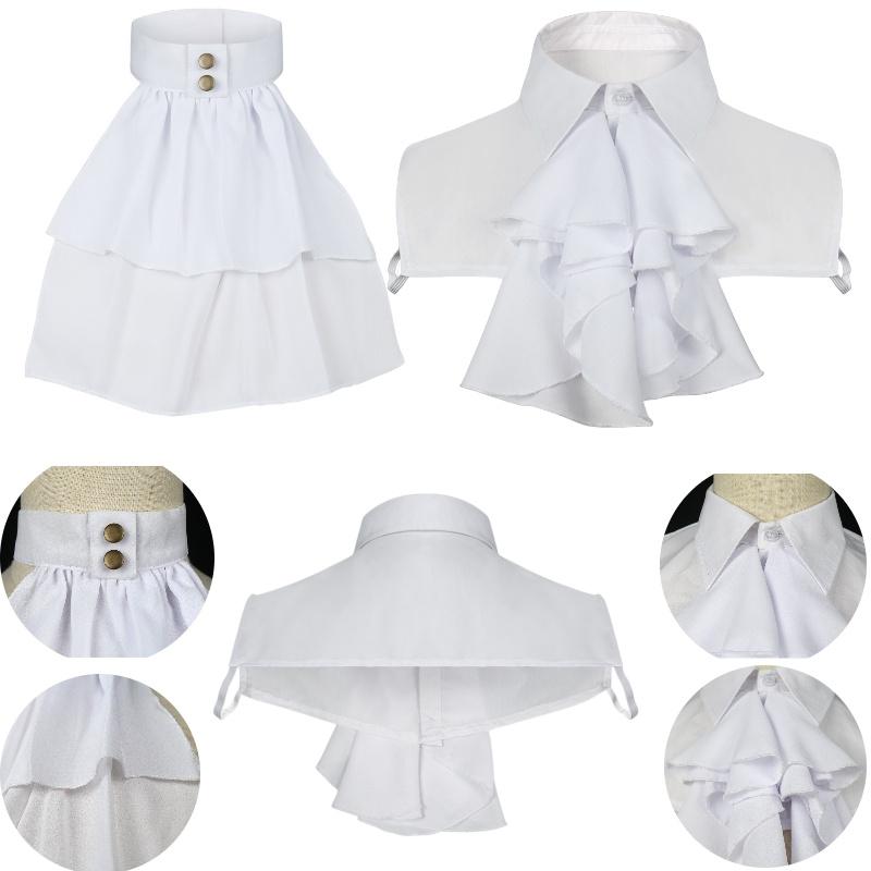 French Shirt Vintage False Collars White Lace Peter Pan Collar Unisex Medieval