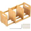 Bamboo Wood Desktop Bookshelf with Carry Handles Expandable Desktop Organizer Small Book Rack Display Shelf Counter Bookcase Desk Storage Organiser