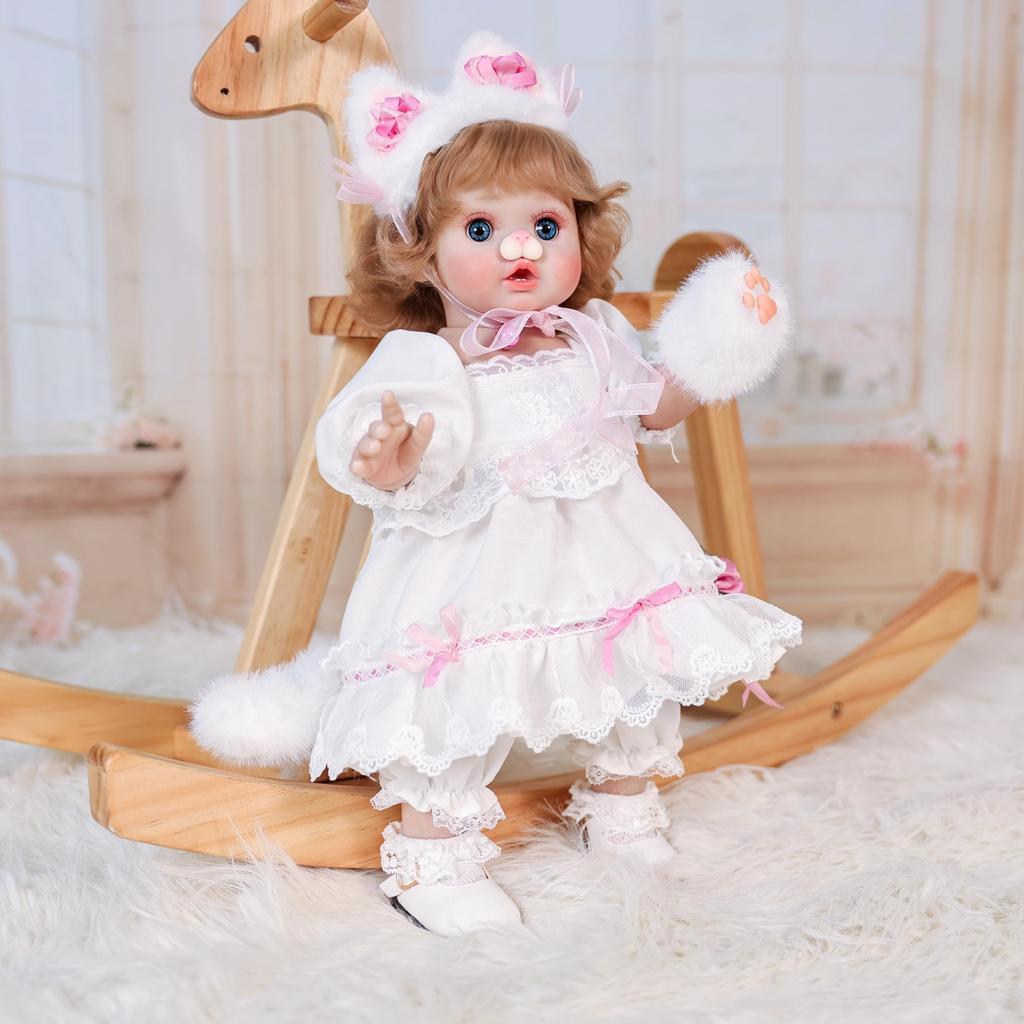 Cloveray 45cm Blue Eyes Reborn Baby Doll with Changeable Cute Vinyl Doll Birthday Gift 18-inch Clothes, Toy, (Name Elowen)