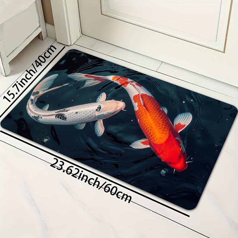 1 Stück Anti-Ermüdungs-Küchenteppiche, Fischdruck Wasserdicht Rutschfest Dick Gepolsterte Küchenmatte Hochbelastbare Komfort-Stehmatte für Küche