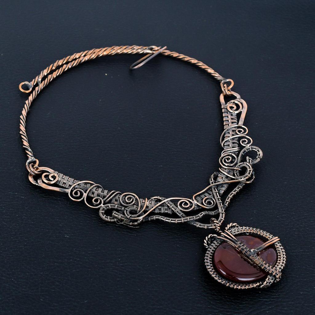 Carnelian Necklace, Natural Gemstone 999 Copper Wire Wrapped Necklace, Handmade Jewelry, Birthday And Anniversary Gift For Her