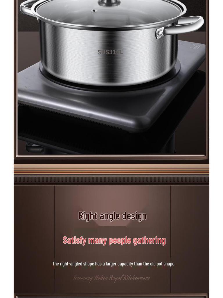316 Stainless Steel Yin Yang Hot Pot with Induction Cooker Compatibility - Large Capacity Family Soup Pot