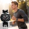 Men's Watch with Silicone Band, Trinocular Lens, Polygonal Case: Waterproof, Analog Display, Polygonal Dial, Calendar, Quartz Movement, Casual,