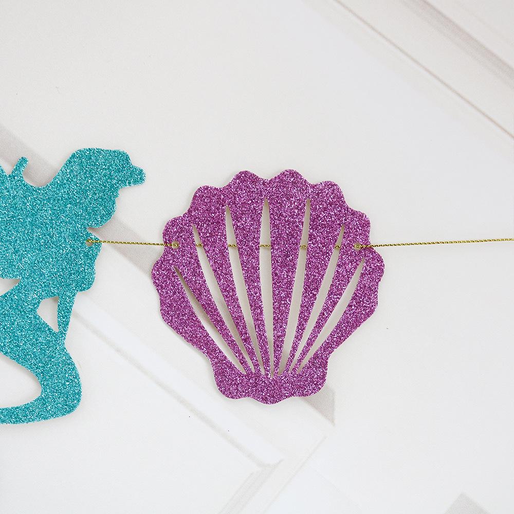 Mermaid Glitter Happy Birthday Banner - Party Decoration Flag
