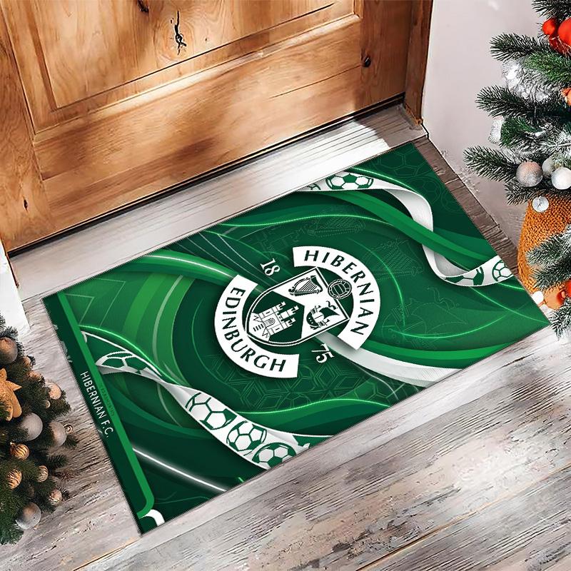 Hibernian FC Fußballmuster Weicher Teppich Rutschfeste Indoor-Bodenmatte Sportdekorationsmatte für Schlafzimmer