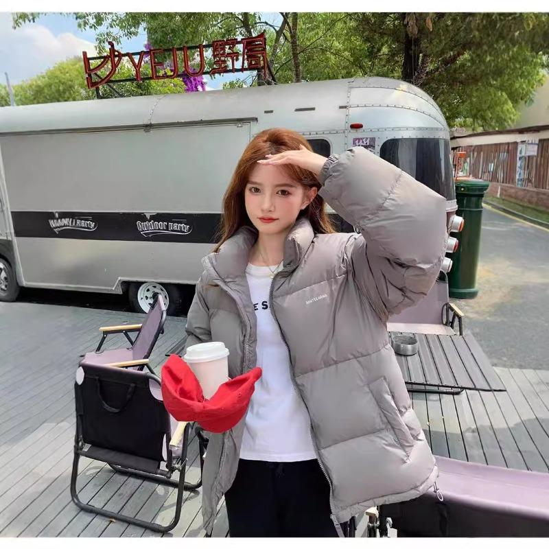 Down jacket women's winter new short small bread jacket stand-up collar thickened loose couple winter