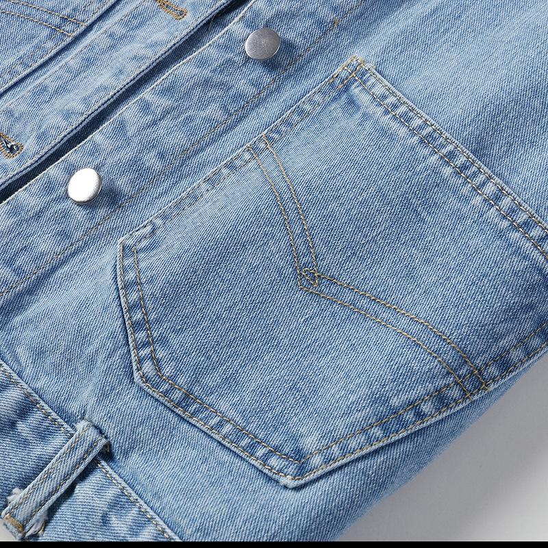 Spring and Autumn Slim Fit All-match Pocket Casual Denim Vest Women Short Vest Plus Size Jacket