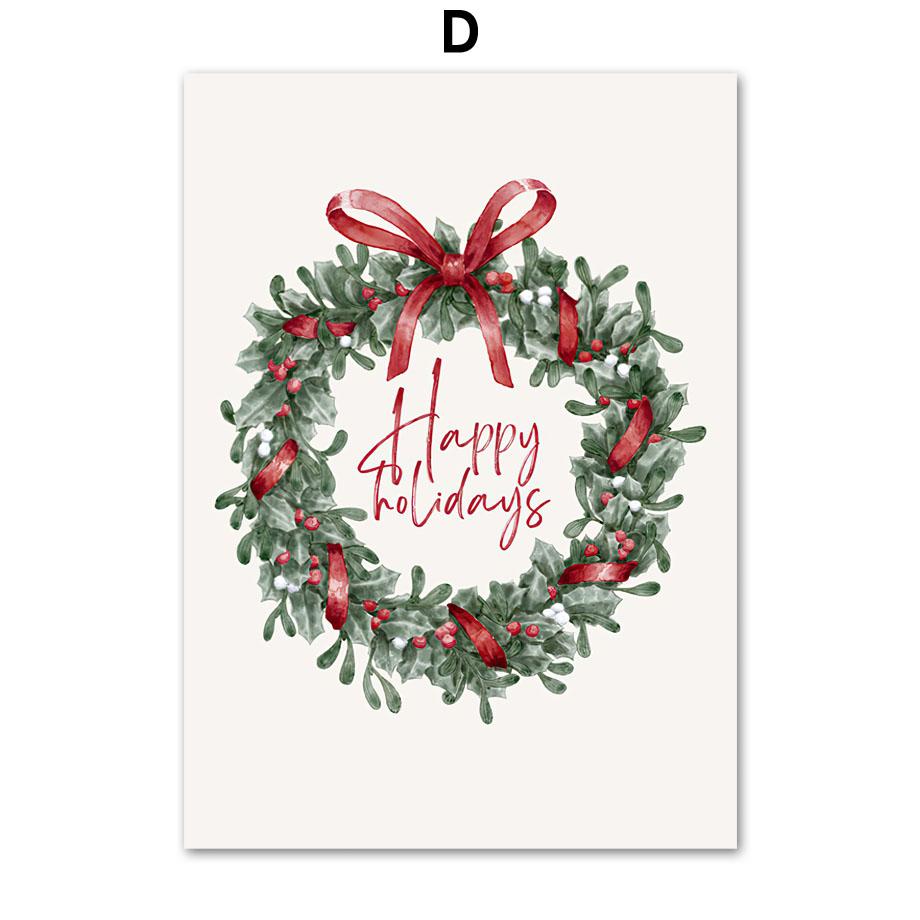 Póster navideño con diseño de bola de nieve, ciervo, pan de jengibre y Chocolate, arte de pared, lienzo impreso, pintura nórdica, cuadro decorativo para sala de estar