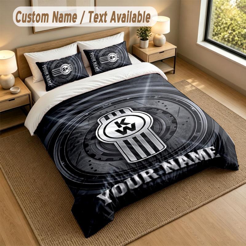 Bedding Set 1 Duvet Cover 2 Pillowcases Kenworth Print Soft Bed Linen Bedroom Decor