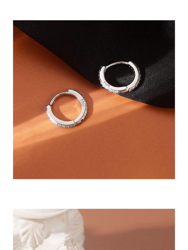 925 Sterling Silver Stud Earrings & Diamond-Set Ear Cuffs: Women's Elegant Hoop Jewelry for Pierced Ears - INS Style