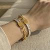 Zircon Inlaid Metal Chain Bracelet: European-American Niche Light Luxury Design