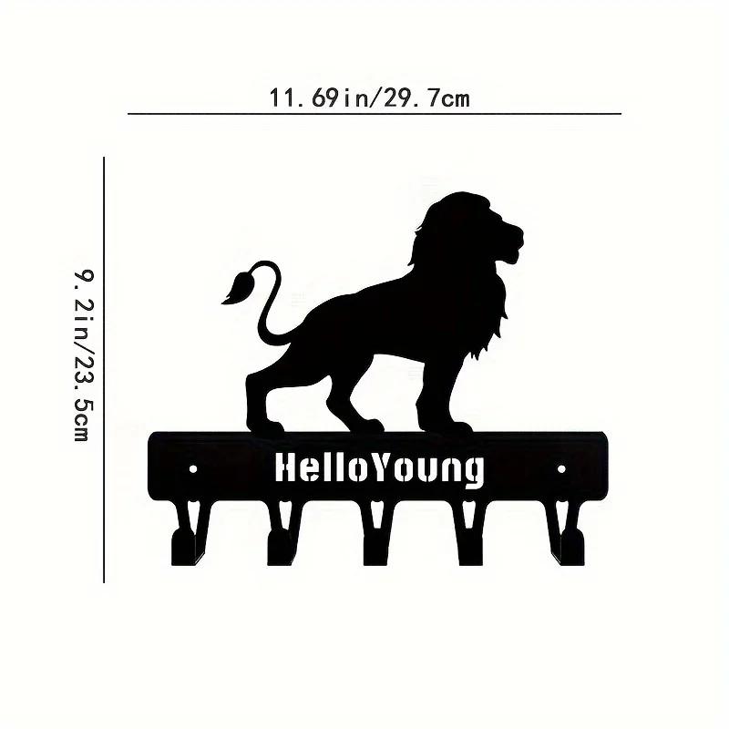 

1 шт. Могучий лев металлический держатель для ключей настенный крючок художественные декоративные аксессуары для настенного монтажа, брелок, кольцо для ключей чёрный