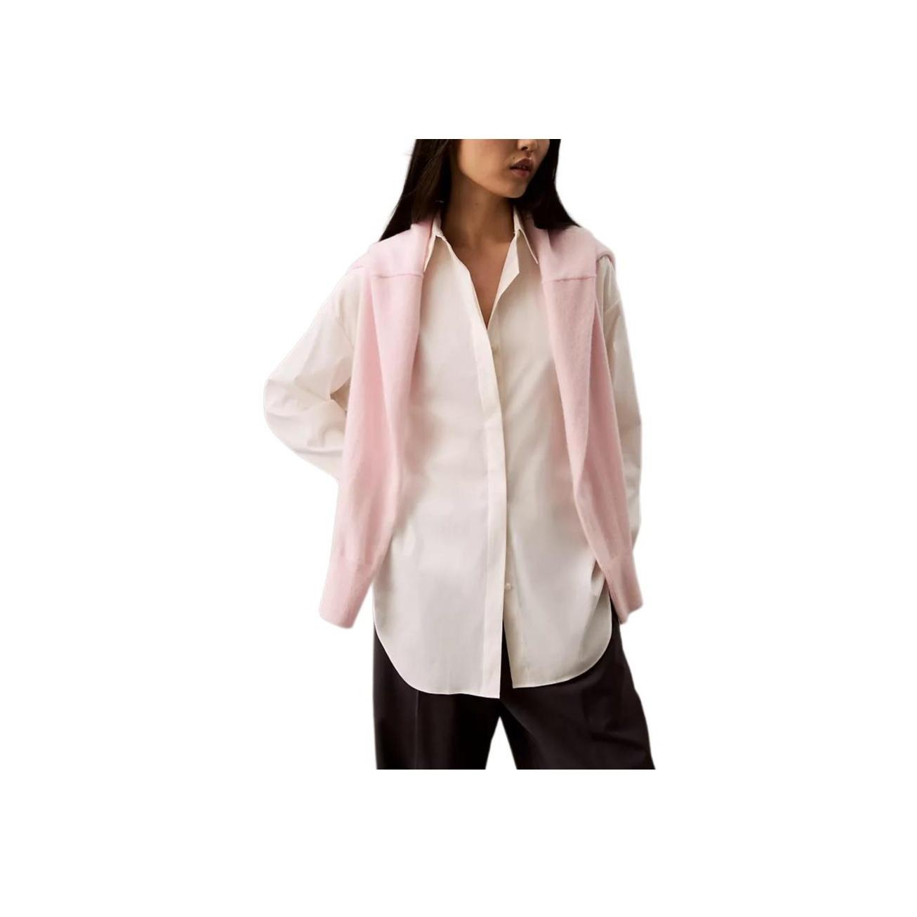 

Calvin Klein Casual Loose Fit Pointed Collar Button Drop Shoulder Long Sleeve Shirt Women shirts Off-White 40WL140-101 M