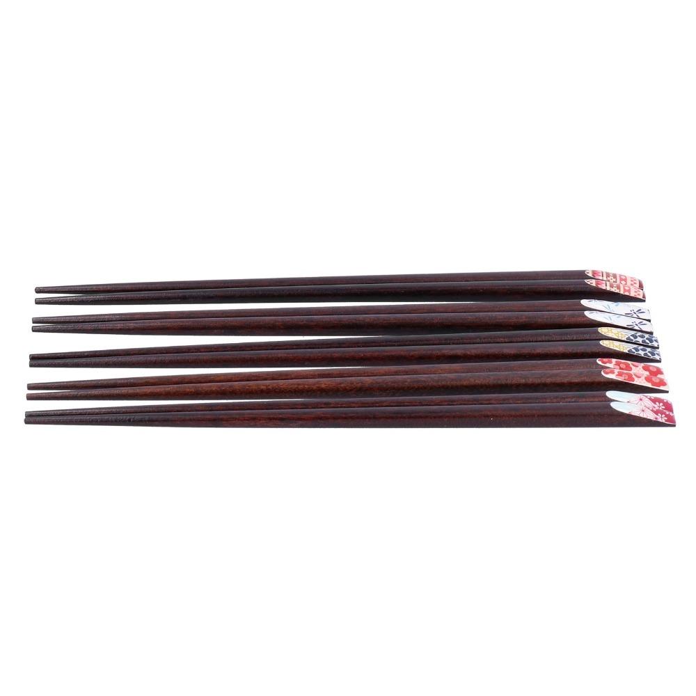 1Set Exquisite Printed Pattern Printed Chopsticks Wood Household Chopsticks Party Dinner