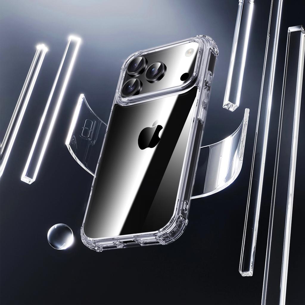 IPAKY Pour iPhone 17 Pro Max Étui Quatre Coins Antichoc Transparent Coque Arrière de Téléphone