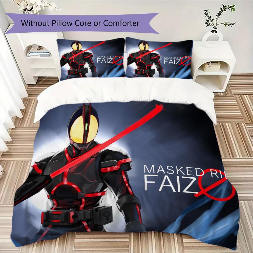 Kamen Rider Faiz Pattern Bedding,Quilt Set Quilt Cover Pillowcase Home Birthday Gift (1*duvet cover+2*pillowcase,without core)DSJT261018057