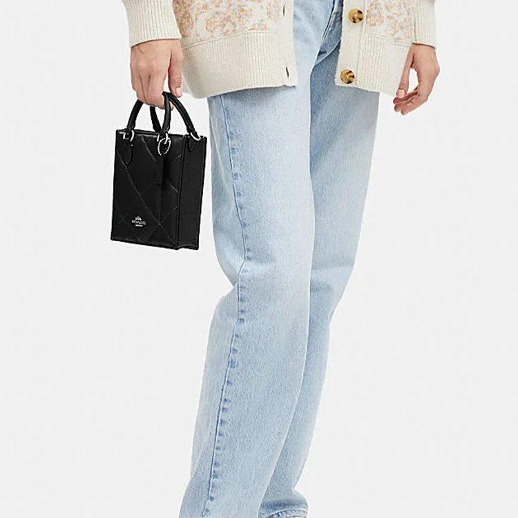 COACH N/S Sheepskin, With Cow Leather Trunk Bag, Tote Bag, Shopping Bag, Handbag Mini Women's Black CJ580-SVDTV