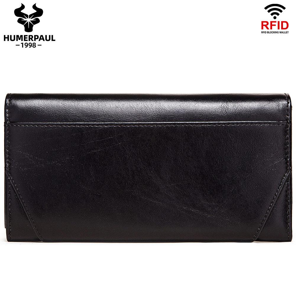Humerpaul Women Wallet New Style Female Fashion Money Bags Cow Leather Card Holder Clutches Tri-fold Handy Purse High Capacity