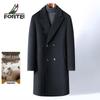 Men's Double-Breasted Wool Blend Long Overcoat