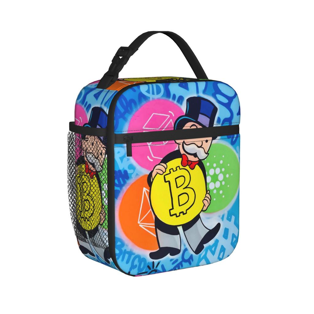 Alec Monopolys Insulated Lunch Bags for Men Women Food Container Bags Portable Thermal Cooler Bento Box For Picnic