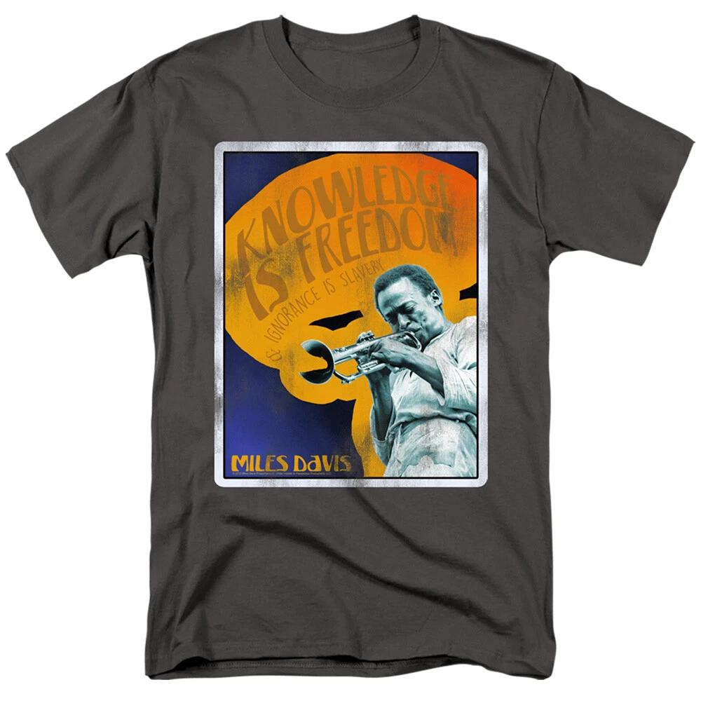 Miles Davis Jazz Music Knowledge Is Freedom & Ignorance Is Slavery Mens T-Shirt 3XL