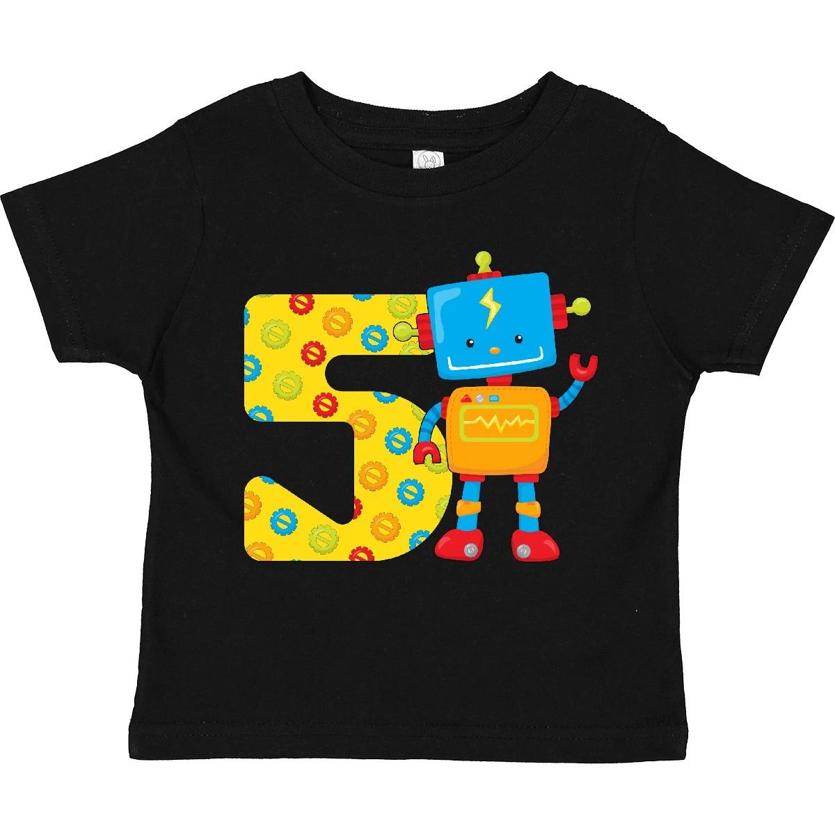 Inktastic This Robot Is Five- Fifth Birthday Toddler T-Shirt Birthdays 5th Years 120