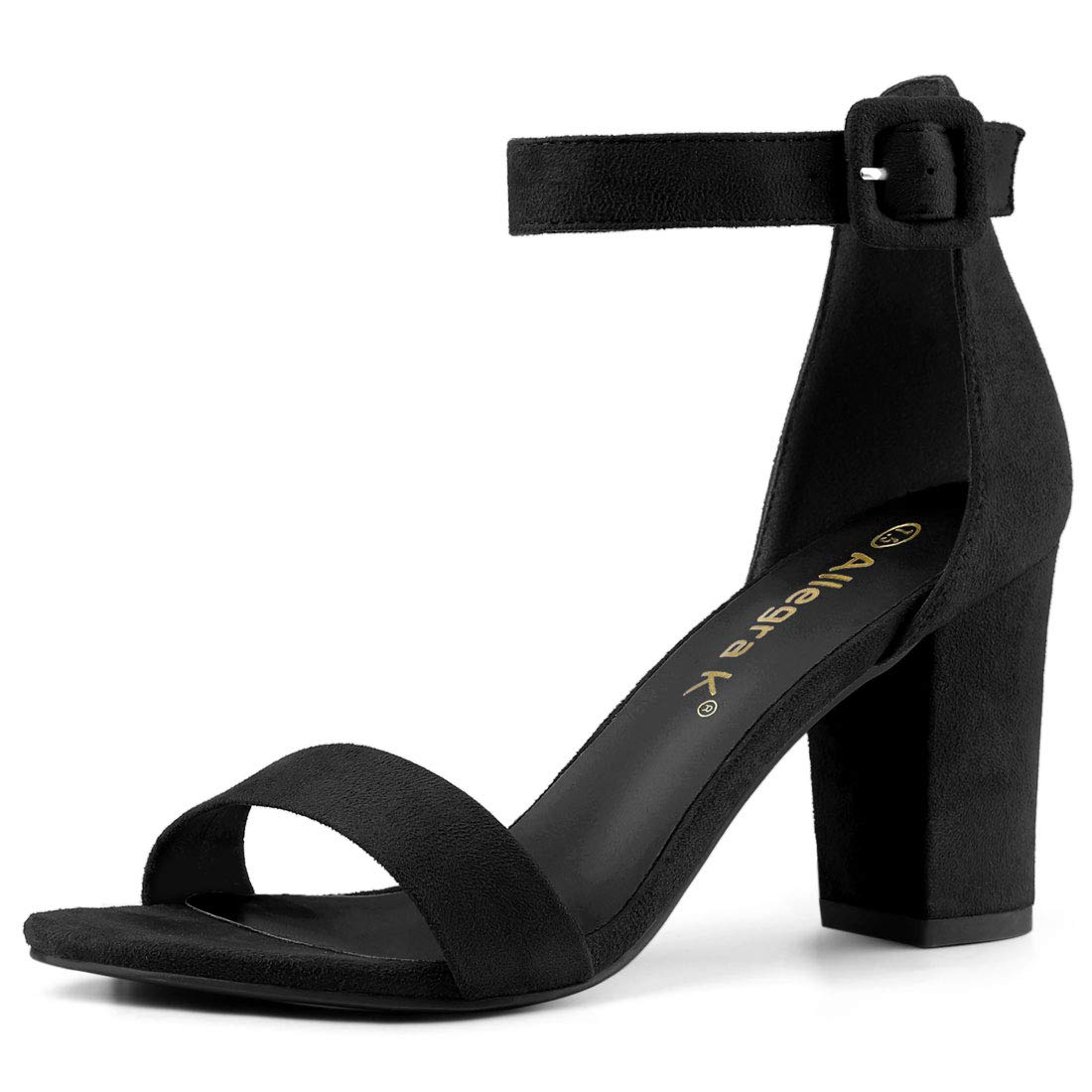 

Allegra K Ankle Strap Sandals with Buckle and Chunky Heels, Women s, Black, Size 24.5cm