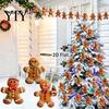 Christmas Branch Hanging Ornaments Gingerbread Man Wooden Ornaments, Cute Xmas Tree Rustic Pendant Decoration for Holiday Party Winter Home Decor Gift