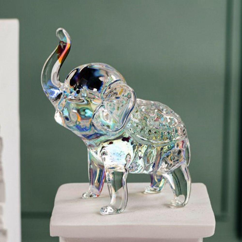 Funny Crystal Elephant Statue Modern Desktop Crystal Ornaments Baby Elephant Ornaments Office