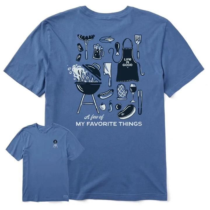 Life is Good. Men s A Few of My Favorite Grill Things Crusher Tee, Vintage Blue XL